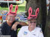 Two old men dressed like bunnies