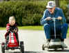 Old man racing with his grandson