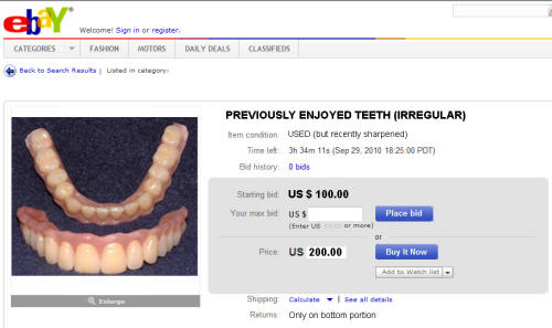 Ernies teeth on Ebay. LOL